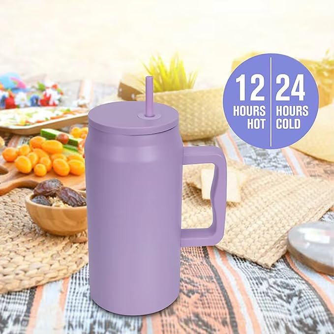 1500 ML Mug with Handle and Straw (Lavender color)